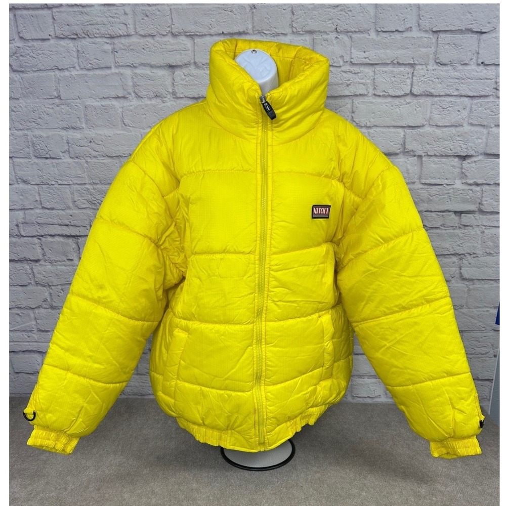Vintage Match 1 Puffer Jacket Bright Yellow Winter Warm Size XL‎ Rugged NEW - Picture 2 of 10